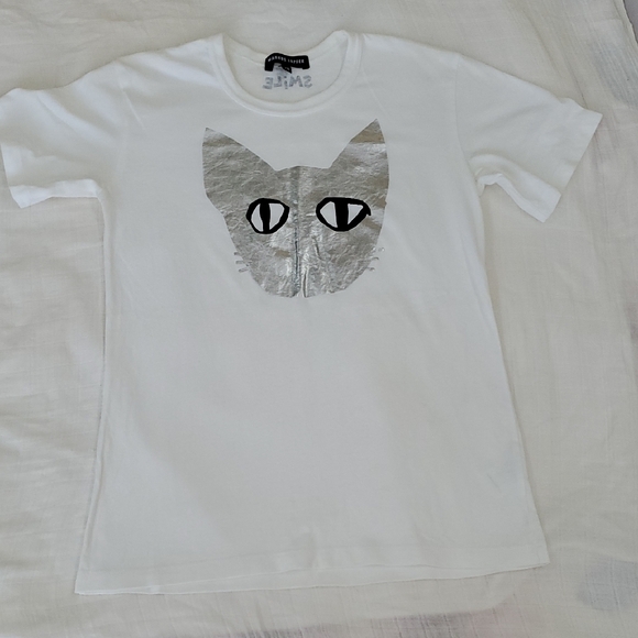 Markus Lupfer Tops - Markus Lupfer White Cat Graphic T-Shirt Size XS